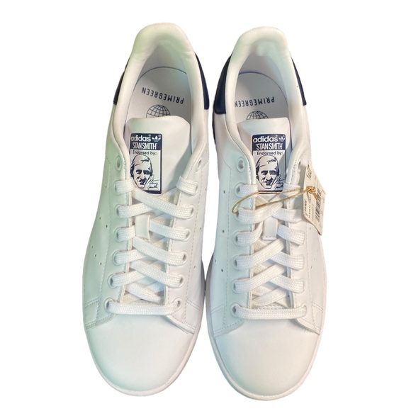 Adidas Stan Smith Shoes Mens Sneakers US Size 7 White Navy Blue FX5501 NEW - Picture 5 of 11